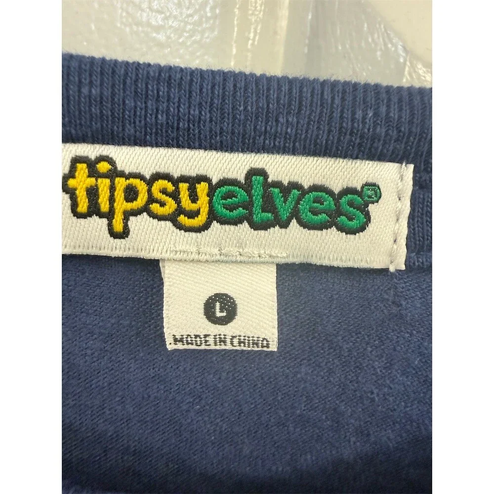 4 Tipsy Elves T-Shirt Mens L Heathered Navy Blue Crew Neck Short soft bundle lot
